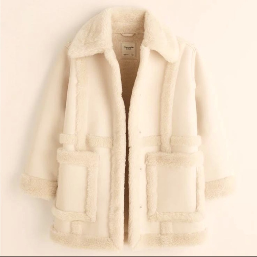 Abercrombie and Fitch oversized Sherpa vegan leather coat